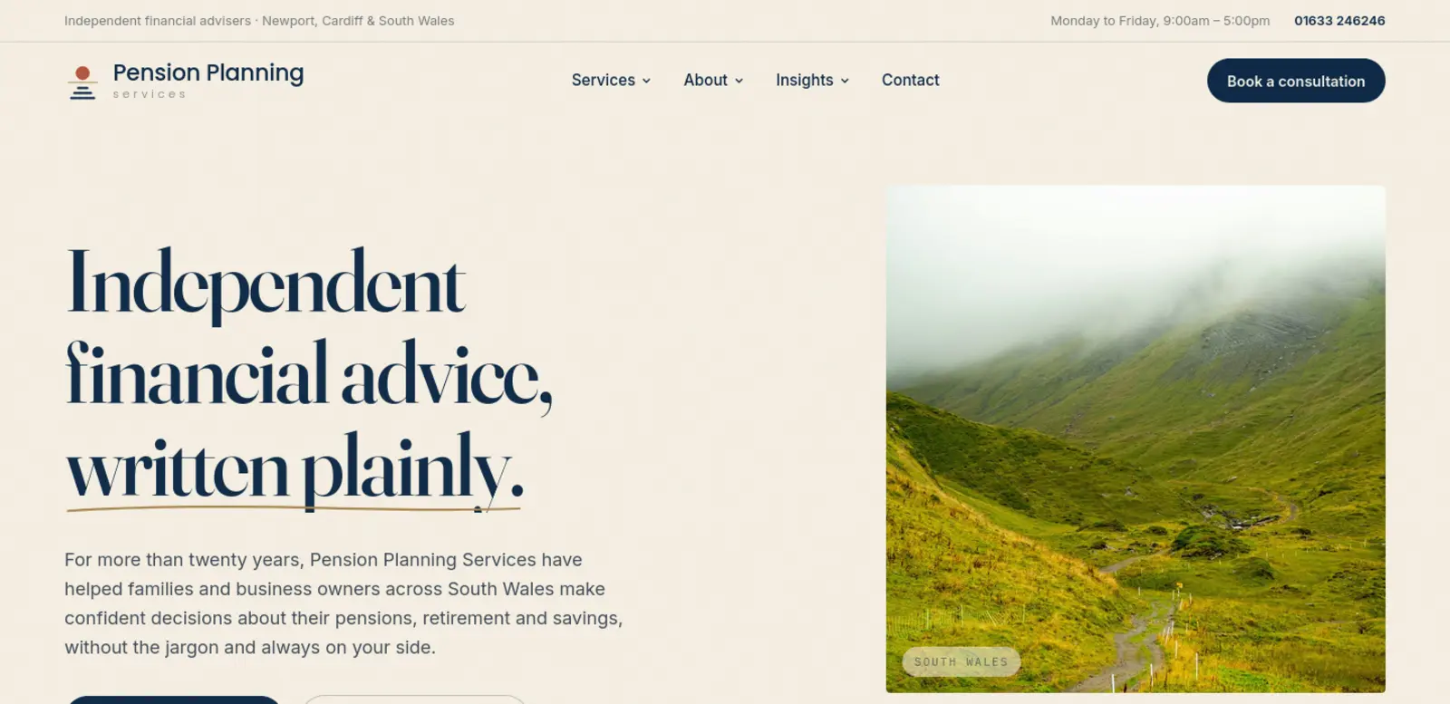 Pension Planning Services website